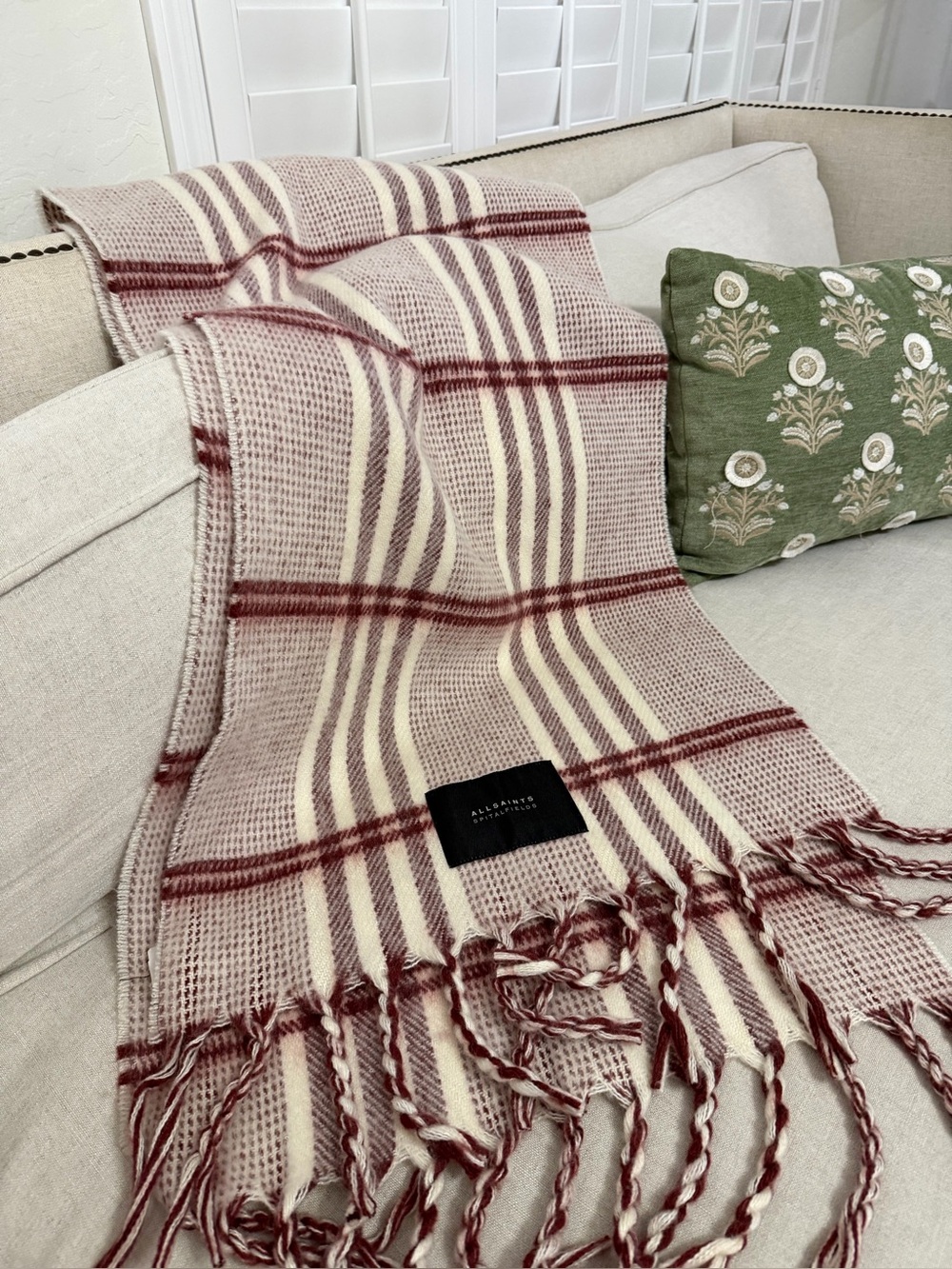 AllSaints Brushed Check Oversized Scarf